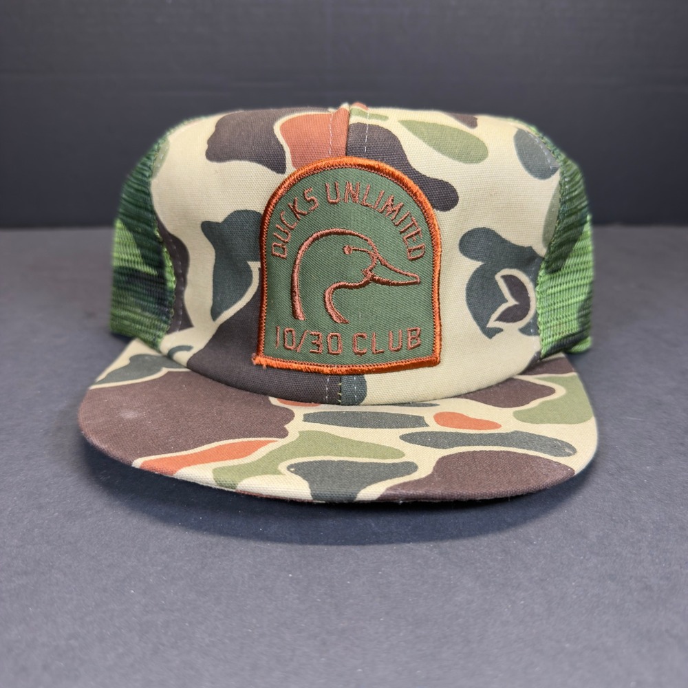Ducks Unlimited 10/30 Club Camo Trucker Hat 1980s Snapback USA Made New